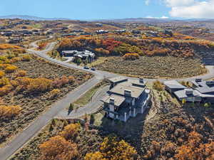 Drone / aerial view of a mountain backdrop