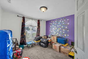 Recreation room featuring carpet flooring