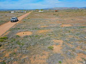 Overview of rural landscape featuring mountains
