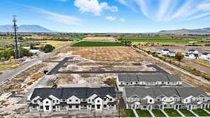 Drone / aerial view of a mountain backdrop