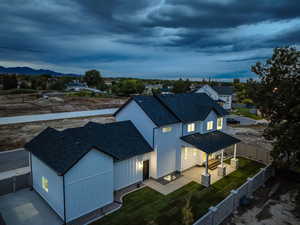Aerial perspective of suburban area