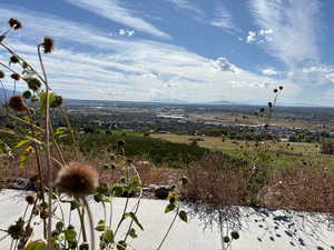 View of yard with a mountain view