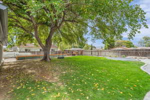 View of fenced backyard