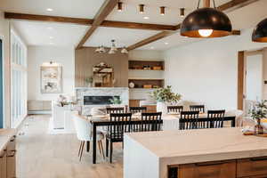 View looking from kitchen to dining & living room