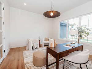 Oversized office with glass french doors