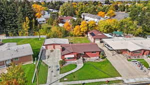 Aerial perspective of suburban area