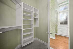 Spacious closet with wood finished floors