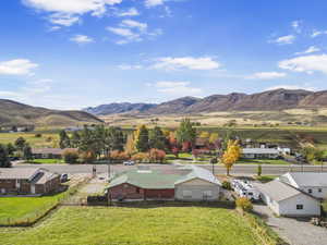 View of mountain background with rural landscape