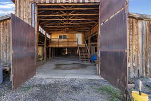 View of horse barn
