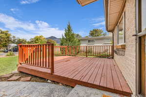 Deck featuring a mountain view