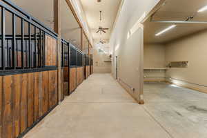 View of horse stables and tack room