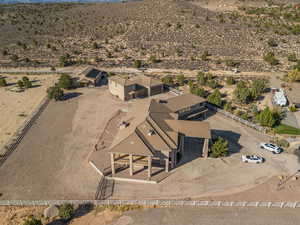 View of rural area with a desert landscape and mountains