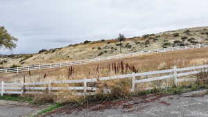 View of yard featuring a view of countryside