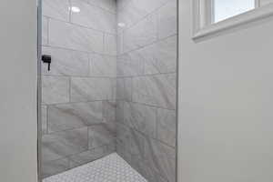 Full bathroom with a tile shower