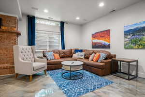 Living area with recessed lighting