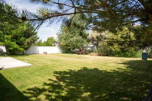 View of fenced backyard