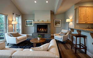 Virtually staged living room. Lots of possibilities to make it your own.