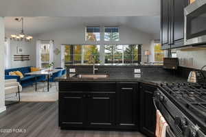 Virtually staged kitchen and dining area