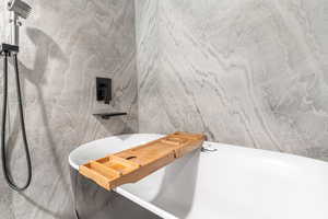 Primary bath with a large soaker tub