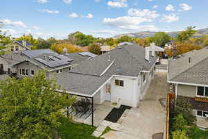 Aerial perspective of suburban area
