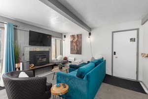 Relax by the fireplace