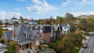 Aerial perspective of suburban area