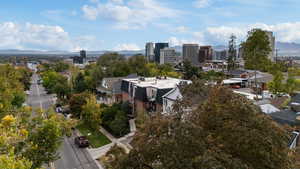 View of urban area with a mountain backdrop