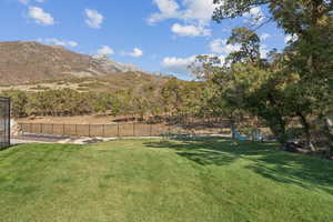 View of yard featuring a mountain view