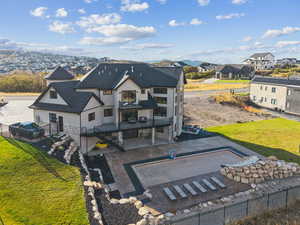 Aerial perspective of suburban area