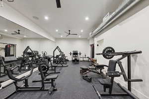 Gym featuring recessed lighting