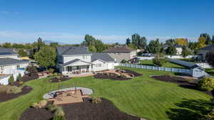 Aerial perspective of suburban area