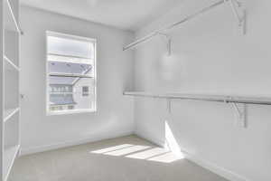 Spacious closet with carpet floors