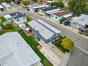 Aerial perspective of suburban area