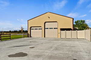 View of detached garage