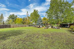 View of fenced backyard/ garden area