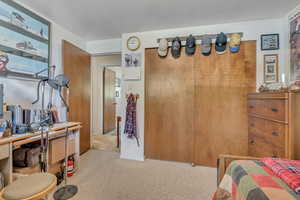 2nd bedroom up looking back to the entry door & closet.