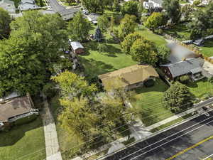 Aerial perspective of suburban area