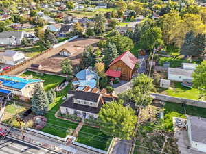 Aerial perspective of suburban area