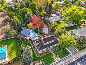 Aerial perspective of suburban area