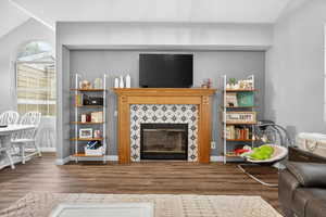 Wood burning fireplace