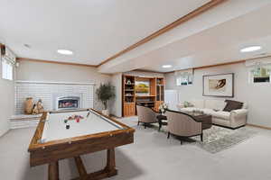 Virtually staged family/recreation room