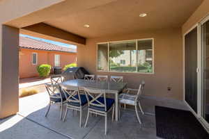 View of patio featuring outdoor dining area