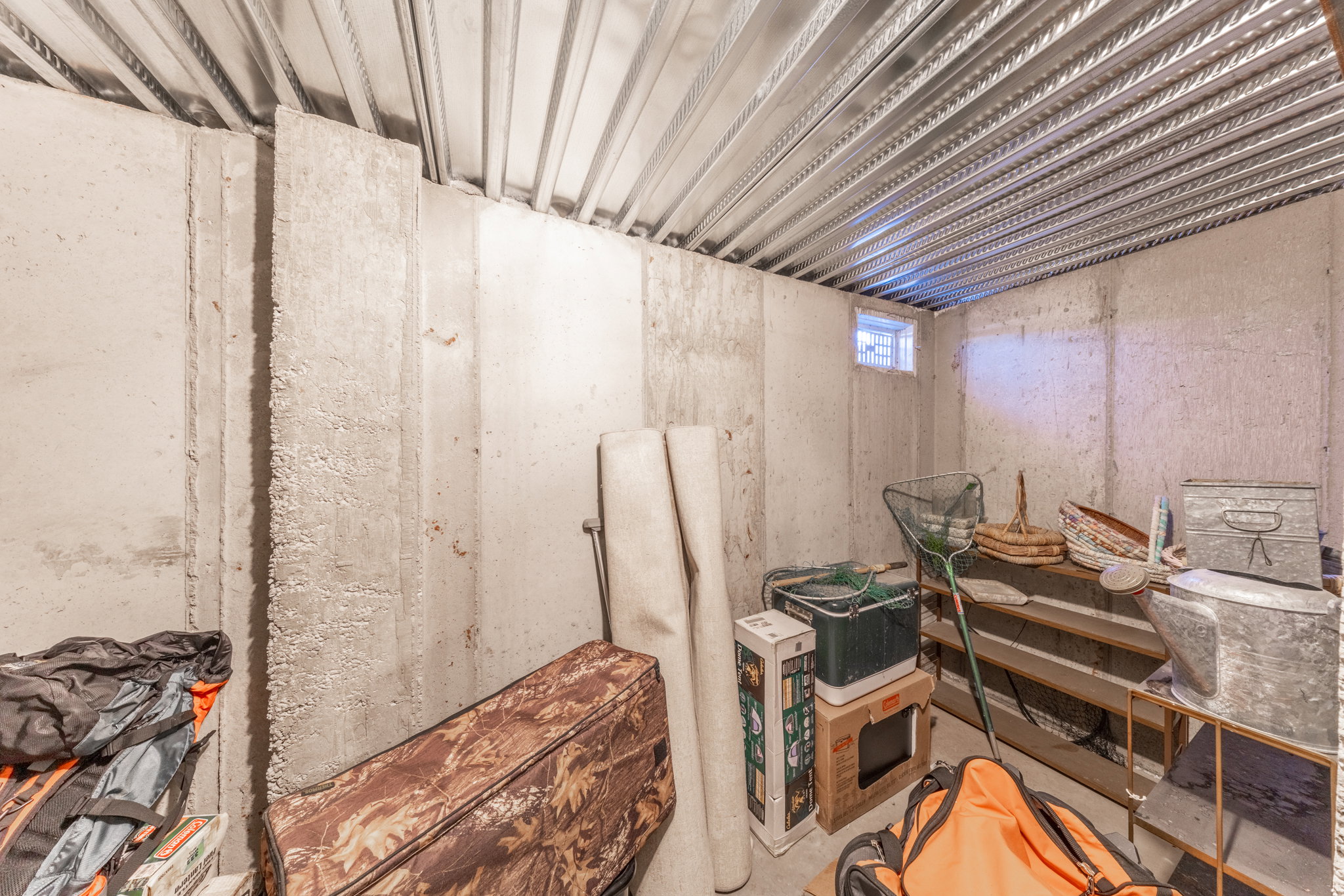 Unfinished basement featuring a sauna