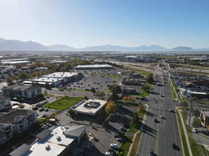 Aerial overview of property's location with mountains