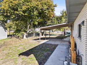 View of fenced backyard