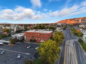 View of urban area with a mountain backdrop