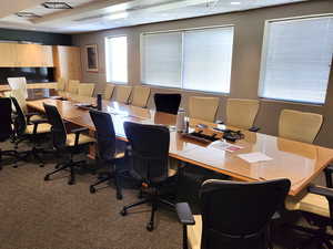 Office area featuring a paneled ceiling