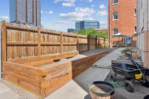 View of patio featuring a city view