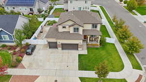 Aerial perspective of suburban area