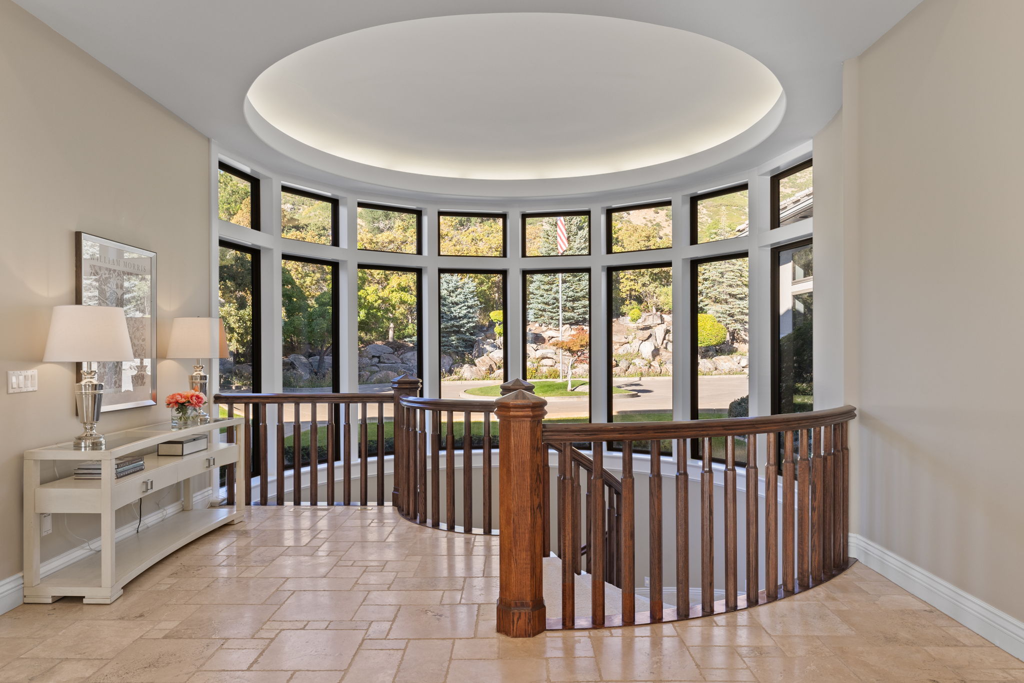 Spiral staircase surrounded by windows